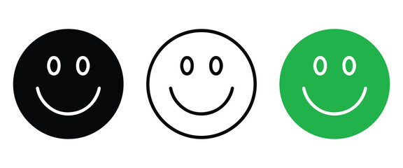 Smile face icon set. happy emoji icon vector cheerful expression icon vector