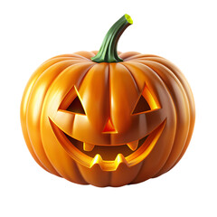 Smiling jack o lantern halloween pumpkin festive october decoration 3d art on transparent background