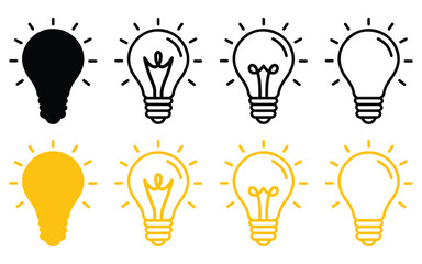 light bulb icon set vector on white background