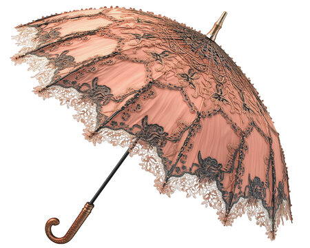 Victorian style lace parasol featuring delicate embroidery and intricate lace details, perfect for adding elegance to any outdoor event or vintage themed occasion