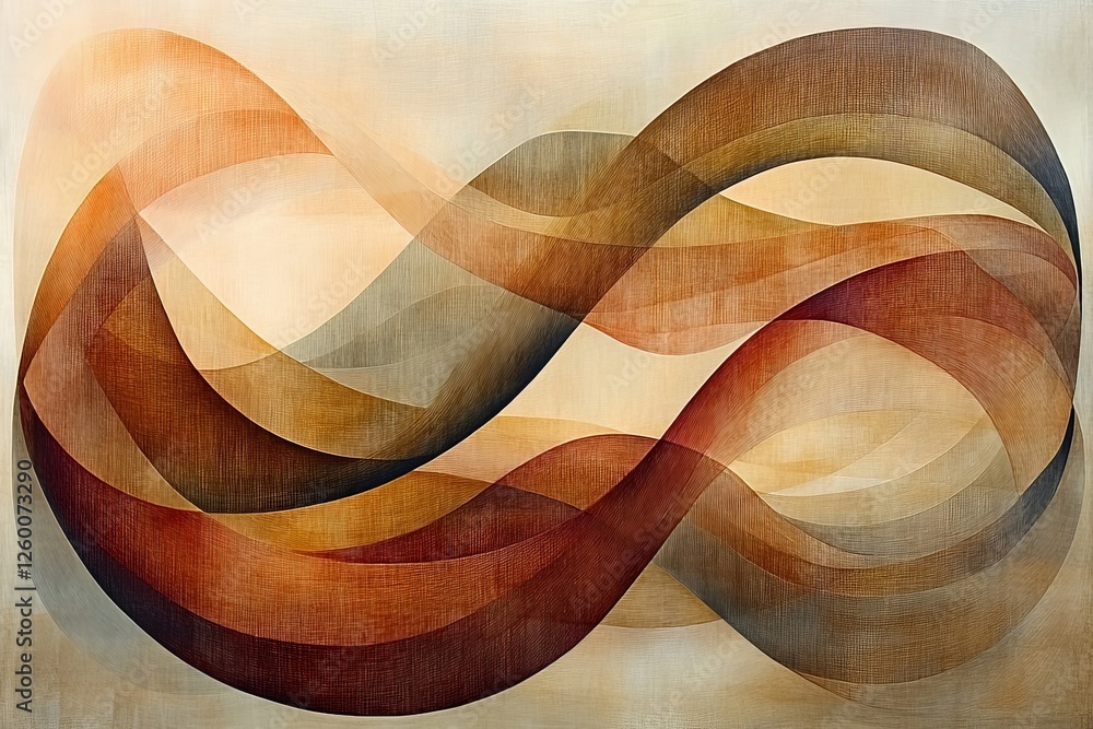 Poster flowing waves of earthy tones create a dynamic abstract artwork with smooth transitions and intricat