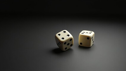 Close-up shot of a pair of dice showing a winning roll, resting on a matte surface.