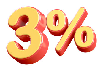 3 Percent Off Sale Sign 3D Number Discount