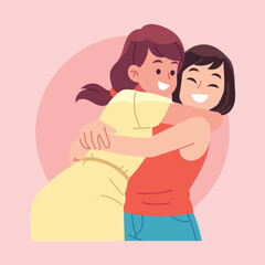 Flat a pair of loving hugs Illustration