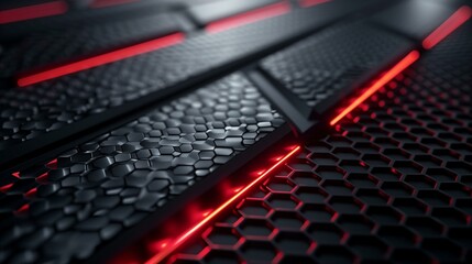 Fototapeta premium Abstract Red and Black Hexagon Pattern Technology Background