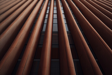 Vertical architectural facade with geometric lines