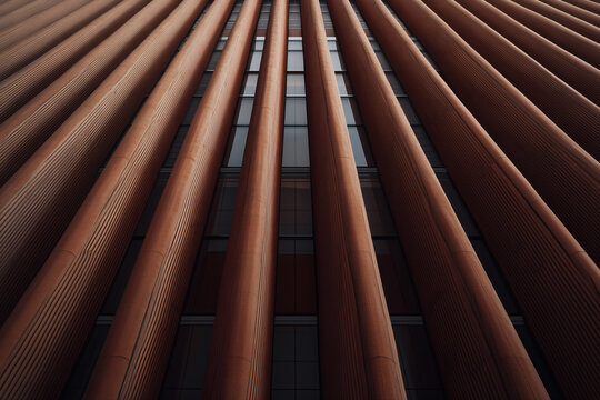 Vertical architectural facade with geometric lines