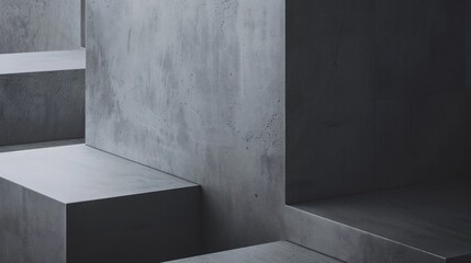 Abstract concrete staircase with shadows and textures