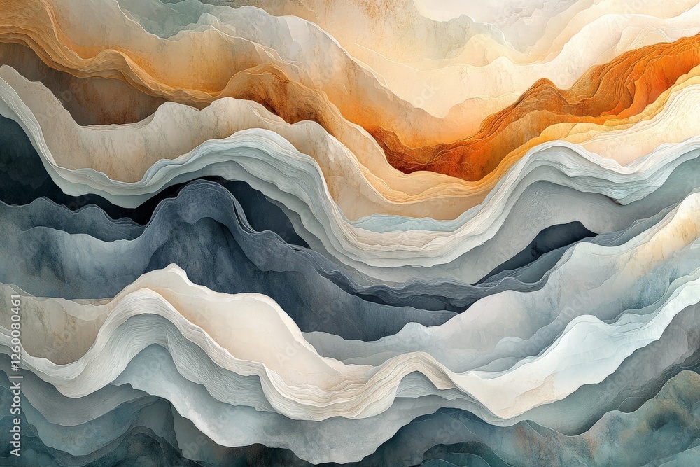 Poster abstract waves of colors showcasing the beauty of nature in a layered design with rich textures and 