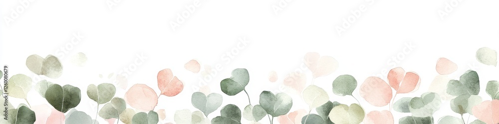 Canvas Prints Muted Sage and Rose Gold Floral Watercolor Washes, Elegant Banner Design, Romantic Background