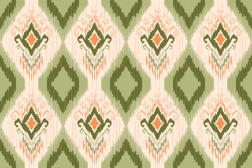 Fototapeta premium Ethnic ikat seamless pattern.beautiful pattern. floral embroidery, bohemian style, abstract flower art print. ethnic ikat abstract art. seamless fabric. ikat design for fabric, wallpaper, clothing. 