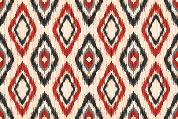 Ethnic ikat seamless pattern.beautiful pattern. floral embroidery, bohemian style, abstract flower art print. ethnic ikat abstract art. seamless fabric. ikat design for fabric, wallpaper, clothing.	