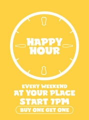 Happy hour beer party poster flyer or social media post design