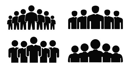 People crowd team symbol icons. Group of people icon.  Team people. User profile symbol. vector illustration