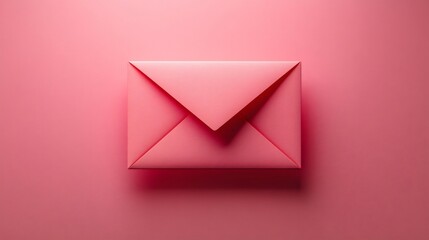 Pink closed envelope lying on pink background representing valentine's day