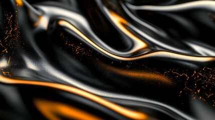 Liquid Metal Flows, Glowing Orange, Abstract Art