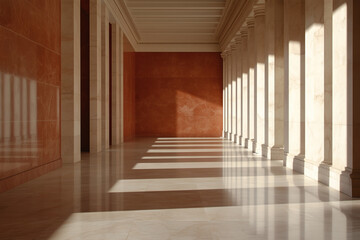 Hallway with Columns and Light