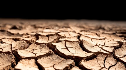 Fototapeta premium Extreme Drought Close Up of Cracked Soil in Arid Landscape Nature Photography Abstract Viewpoint Environmental Concern