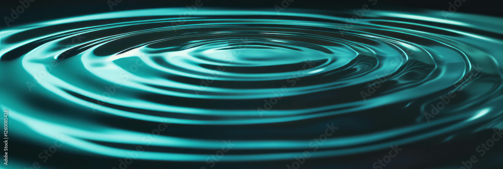 Poster calm aqua blue water with circular ripples and soft reflections in serene setting