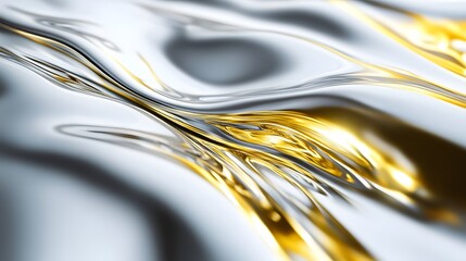 Liquid Gold: Abstract Silver & Gold Flow
