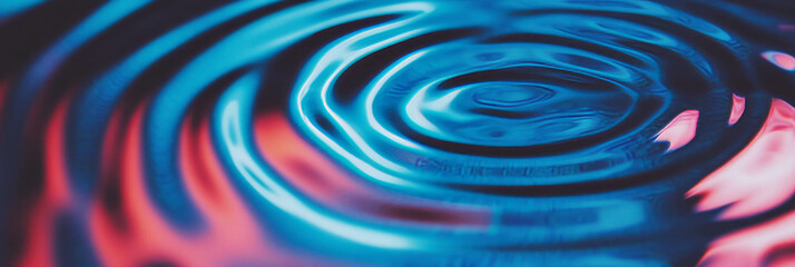 Fototapeta premium Ripples spread across tranquil blue water under gentle soft light