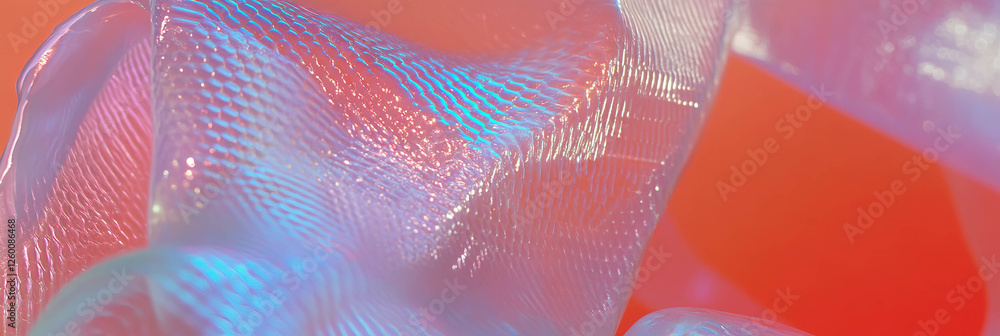 Poster exploration of textures and materials in intricate design featuring breathable mesh and plastic