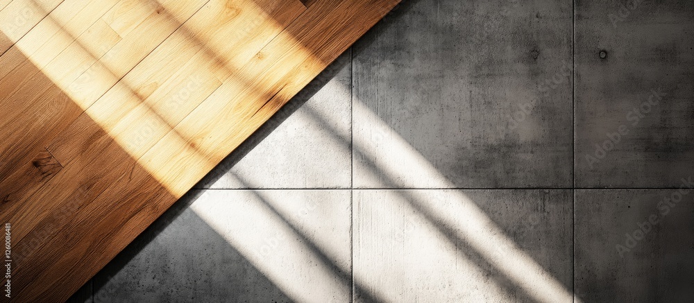 Aufkleber concrete and wood texture background with diagonal lines and shadows creating ample copy space in th