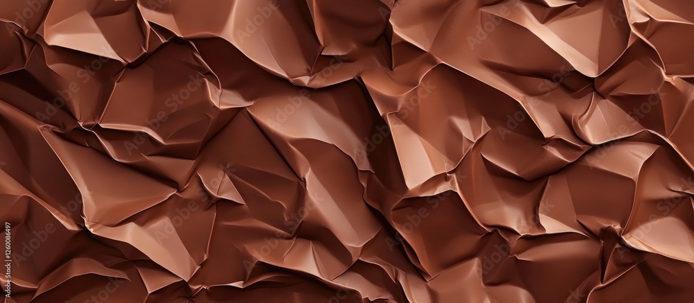 Poster crumpled brown paper texture with smooth surface folds and shadows creating depth, ideal for backgro