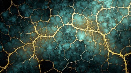 Golden Veins on Teal: Abstract Art Design