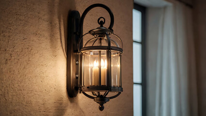 A cozy interior with soft diffused light coming from stylish wall sconces.