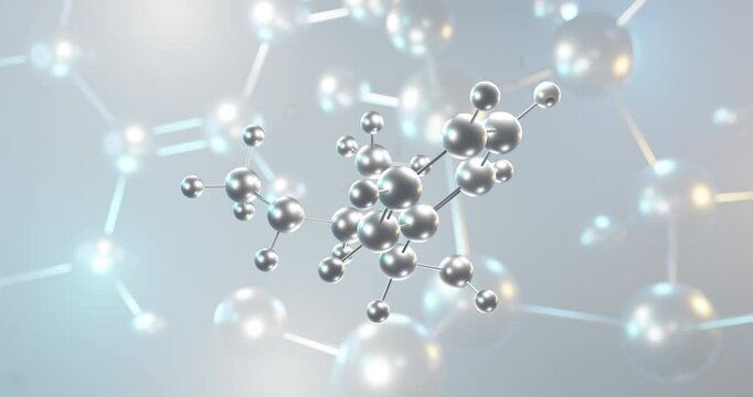 Pseudoephedrine rotating 3d molecule, molecular structure of sympathomimetic medication, seamless video