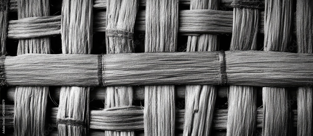 Aufkleber bamboo weave texture featuring intricate tan and gray strands in a closely-knit, horizontal pattern 