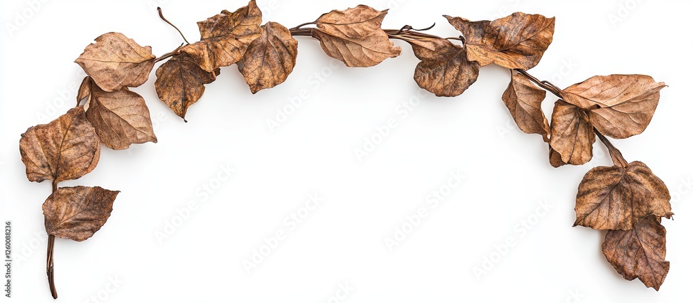 Leinwandbilder autumn dried leaves arranged in a curved frame on a white background creating a natural border with 
