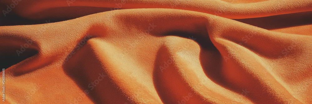 Poster rich copper suede fabric with fine nap and subtle texture displayed in natural light