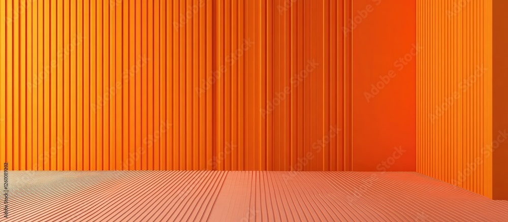 Poster geometric orange wall with linear patterns creating a textured background, showcasing vertical lines