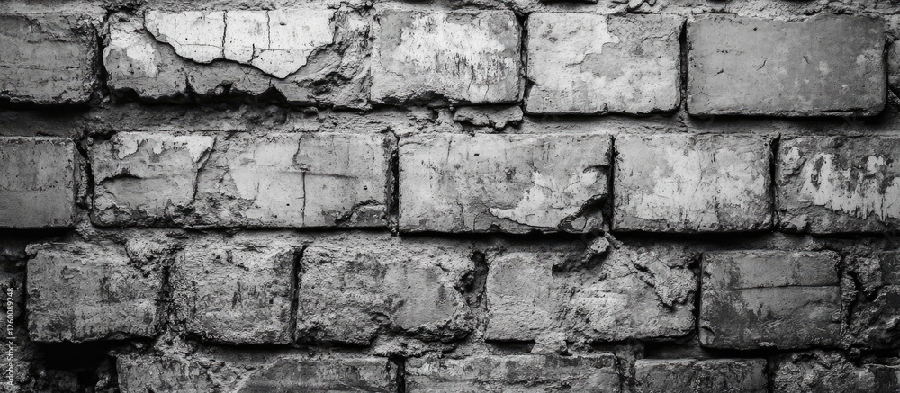 Poster textured gray brick wall background showcasing uneven surfaces and unique imperfections in a monochr