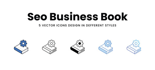 Seo Business Book vector icons set stock illustration