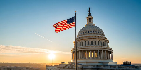 Sunrise over the capitol building washington d.C. Landscape photography urban environment scenic viewpoint american symbolism