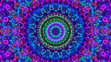 Vibrant Mandala: Psychedelic Colors Bloom