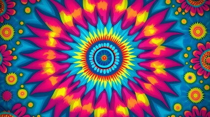 Vibrant Psychedelic Floral Mandala Art