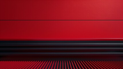 Abstract Red and Black Geometric Background with Striped Floor