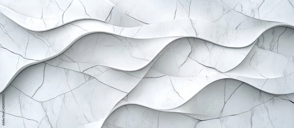 Fototapete white textured abstract waves with subtle cracks, layered and flowing diagonally across the image to