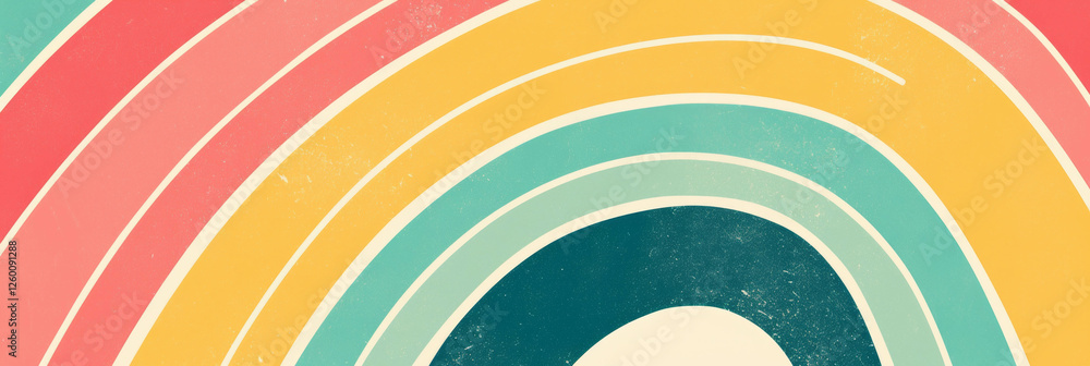 Poster Cute stylized rainbows with colorful arcs creating a whimsical atmosphere in design