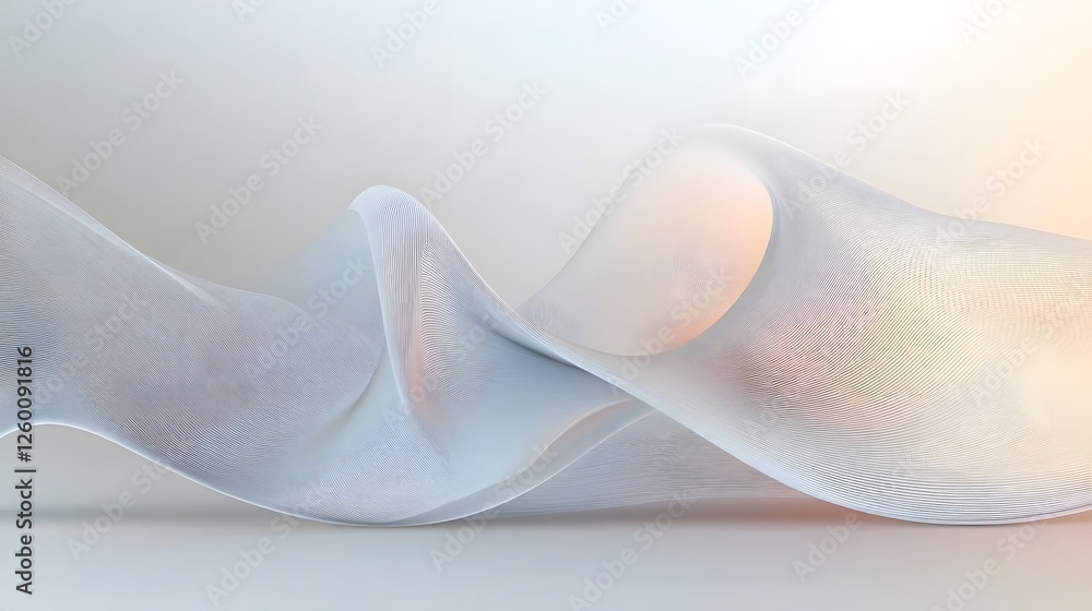 Aufkleber soft flowing white mesh abstract shape with subtle lighting
