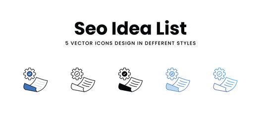 Seo Idea List vector icons set stock illustration