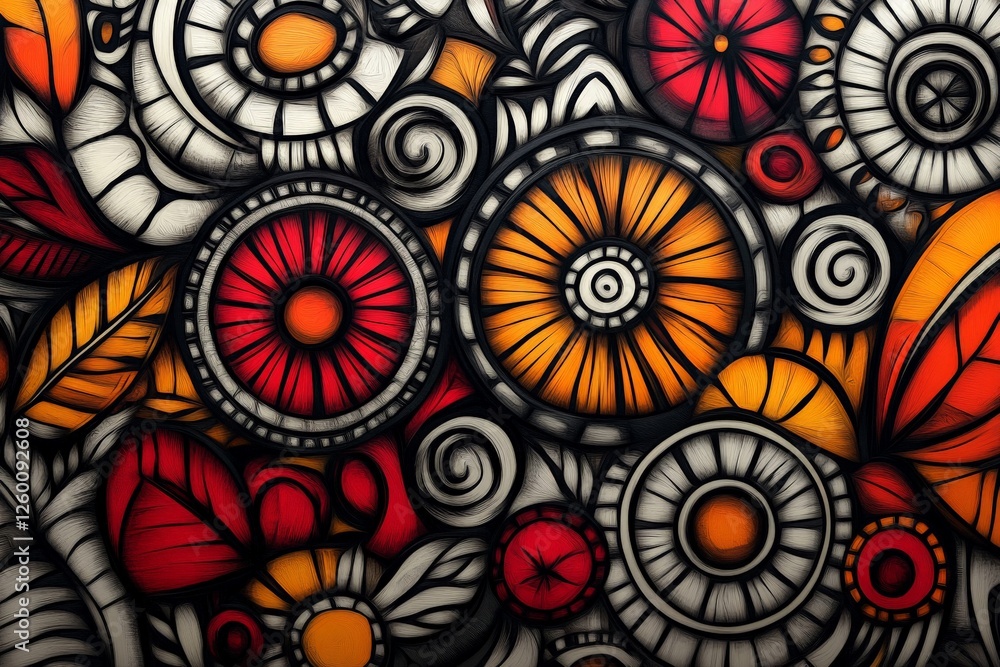 Poster bright and intricate floral patterns created with vibrant colors showcasing artistic design elements