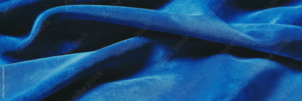 Poster deep blue suede fabric with smooth texture and soft highlights