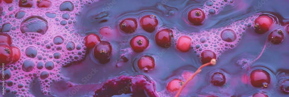 Poster deep purple milk swirled with elderberry and rich textures creating a vibrant display