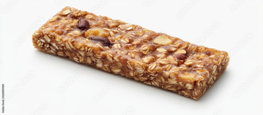 Poster granola bar with nuts and dried fruit on a white background top view healthy snack textured surface 