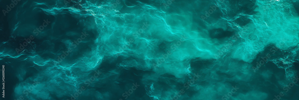 Poster Deep turquoise water with ripples and shadows creating a captivating natural background
